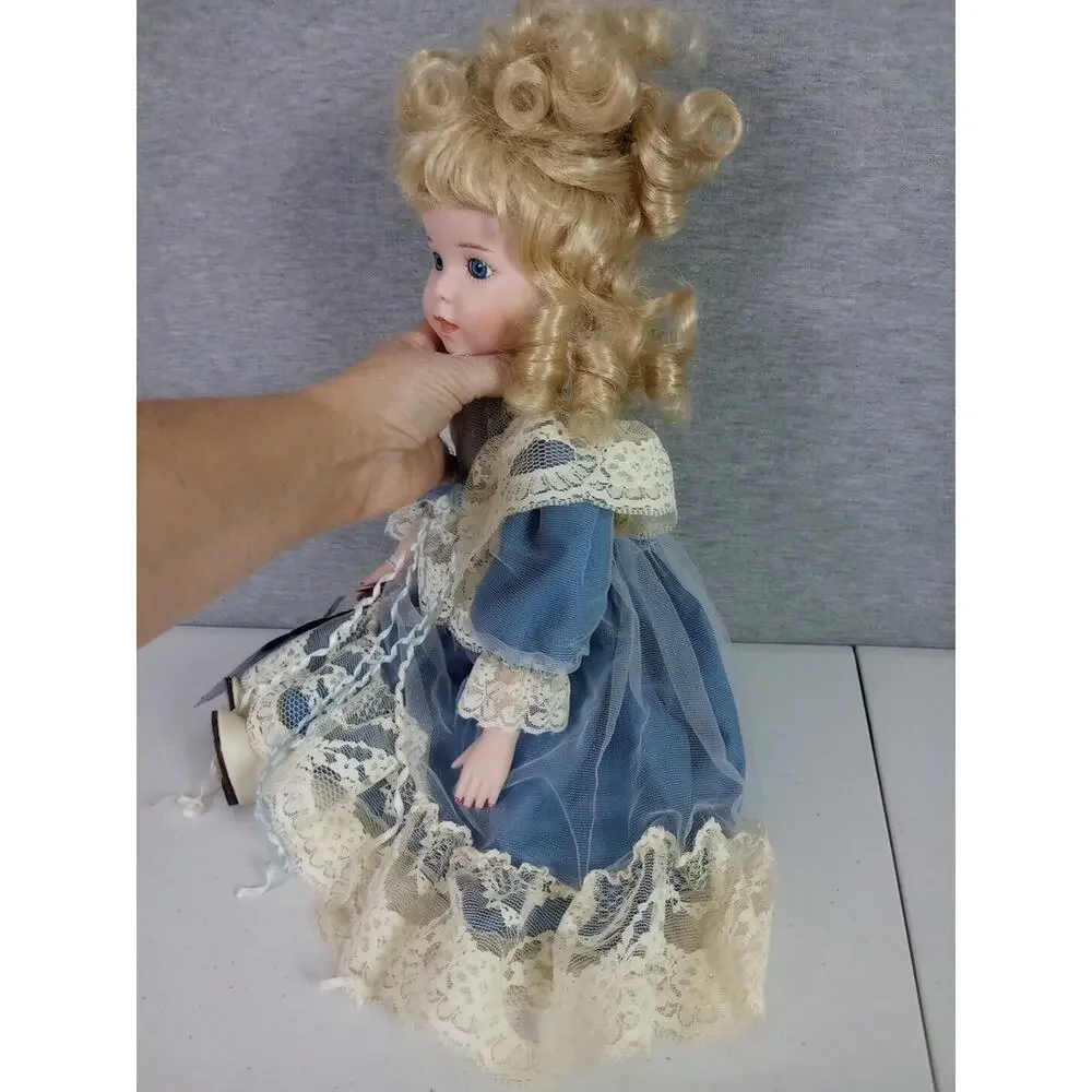 Dynasty Doll Collection Crown Royal Porcelain Doll Blue Lace Dress Kathy 18 in